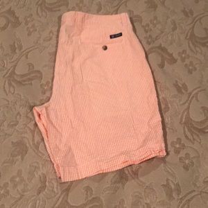 Chaps orange and white seersucker shorts